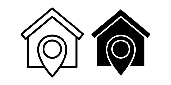 Home Location Black Icon Bundle for Map Pins and Navigation Interface Designs vector