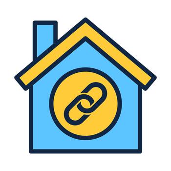 Home Link Flat Colored Icon for Property Connection and Online Access vector