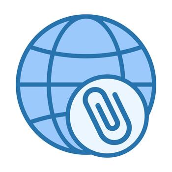 Globe Attachment Flat Colored Icon for Online Sharing and Global Links vector