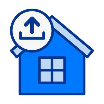 hogar subir plano de colores icono para alojamiento archivo sumisión y propiedad datos transferir vector