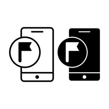 teléfono inteligente bandera negro icono haz para calificación y móvil indicador herramientas vector