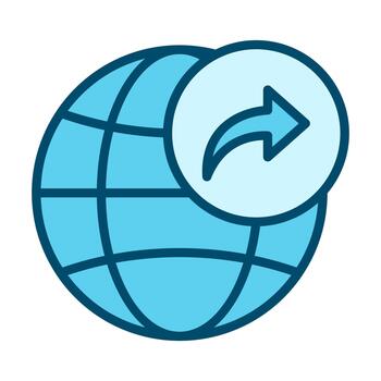 Globe Share Flat Colored Icon for Worldwide Sharing and Digital Distribution vector