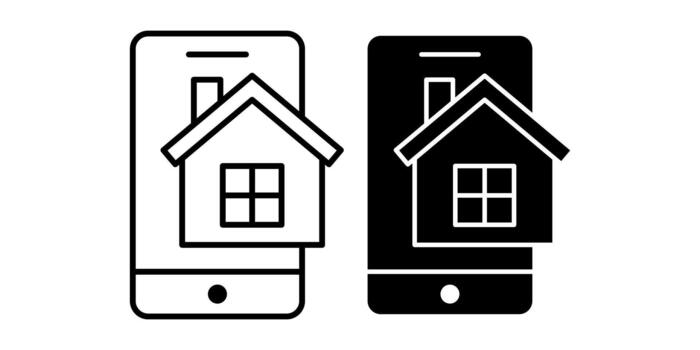 Home on Mobile Black Icon Bundle for Smartphone Interfaces and App Navigation Projects vector