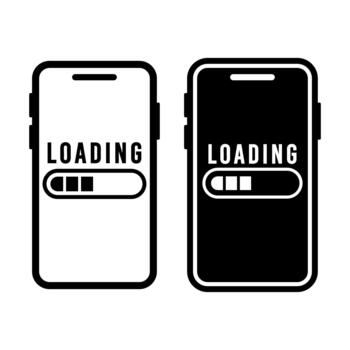 teléfono inteligente cargando negro icono haz para Progreso y Procesando indicadores vector