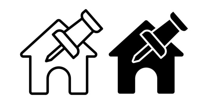 Home Push Pin Black Icon Bundle for Location Markers and Map Highlight Projects vector