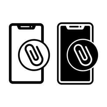 Smartphone Attachment Black Icon Bundle for Mobile Files and Linked Content vector