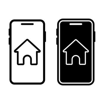 Smartphone Home Black Icon Bundle for Navigation and Main Menu Access vector