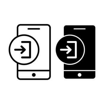 Smartphone Login Black Icon Bundle for Access and Sign In Features vector