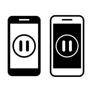 Pause Button Smartphone Black Icon Bundle for Media Playback Control vector