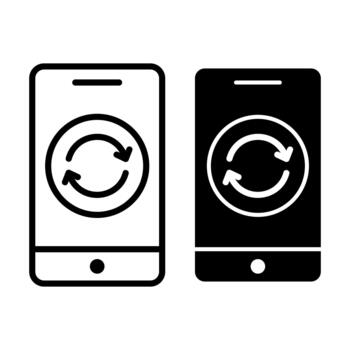 Smartphone Update Black Icon Bundle for Mobile Renewal and System Refresh vector