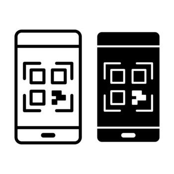 teléfono inteligente qr código negro icono haz para escanear y acceso móvil herramientas vector