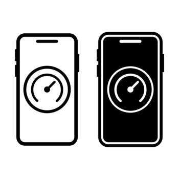 Smartphone Speedometer Black Icon Bundle for Mobile Performance and Activity vector