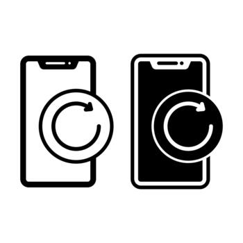 Smartphone Refresh Black Icon Bundle for Mobile Reload and Update Actions vector