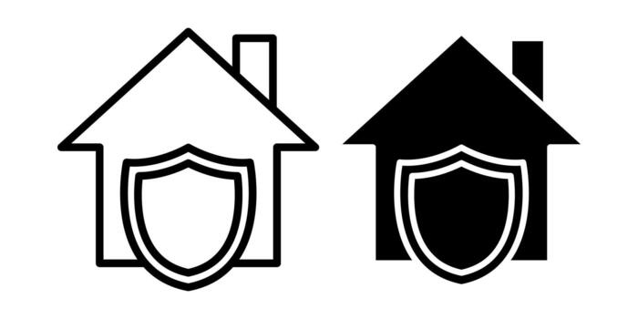 Home Shield Black Icon Bundle for Protection Access and Secure System Designs vector