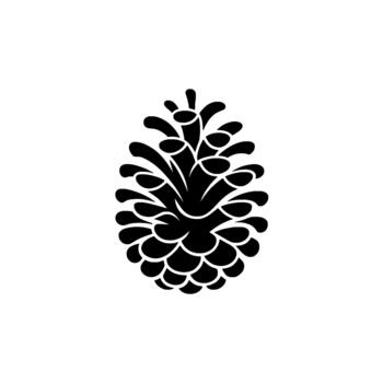 A simplified silhouette illustration of a pine cone with distinct scale patterns vector