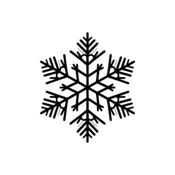 un minimalista contorno de un perfectamente simétrico de seis puntas copo de nieve con intrincado derivación patrones aislado vector