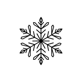 A precise and elegant minimalist line art illustration of a sixpointed snowflake with sharp geometric branches vector