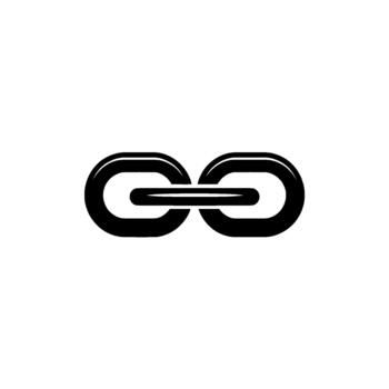 A clean and minimalist illustration of two interconnected chain links forming an infinity symbol shape vector