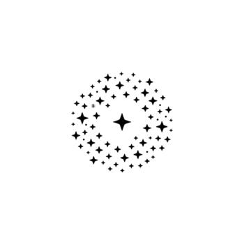 Minimalist star burst composition arranged in a circular pattern vector
