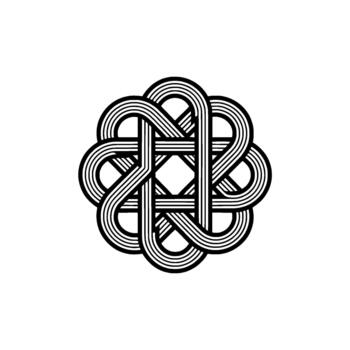 A complex interlocking geometric knot symbol featuring multiple parallel lines vector