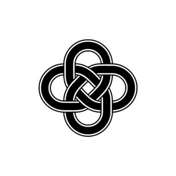 An intricate geometric knot featuring a symmetrical Celtic inspired interwoven pattern with thick smooth lines vector