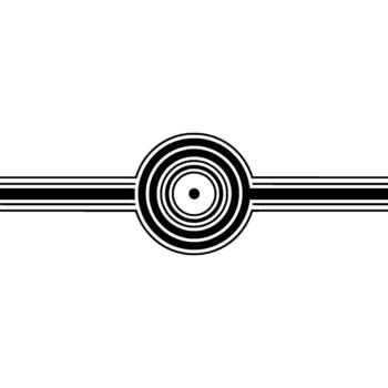 A minimalist featuring concentric circles intersected by parallel horizontal stripes vector