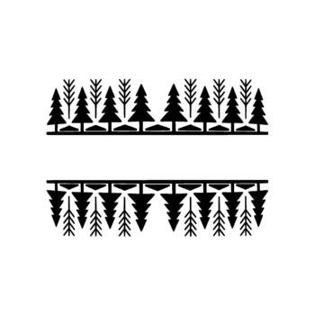 minimalista presentando dos horizontal decorativo fronteras compuesto de estilizado hojas perennes arboles y resumen abeto ramas vector