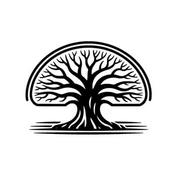 A stark silhouette of an intricately branching ancient tree vector