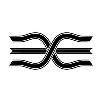 un estilizado cinta con fluido curvas y un central horizontal banda cruce en un resumen infinito nudo vector