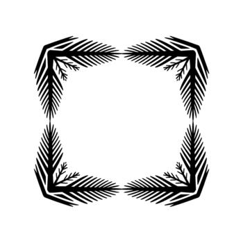 un estilizado frontera compuesto de repitiendo helecho fronda elementos formando un simétrico cuadrado marco vector