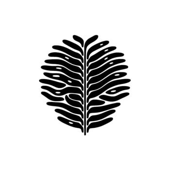 Abstract minimalist organic shape resembling a stylized leaf or fern frond with rounded segments vector