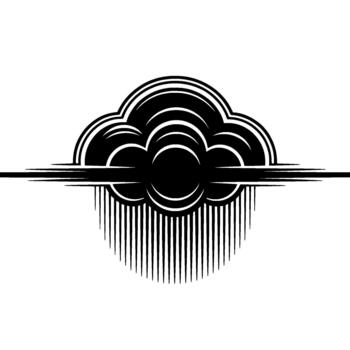 Abstract stylized cloud with symmetrical radiating lines representing rain vector