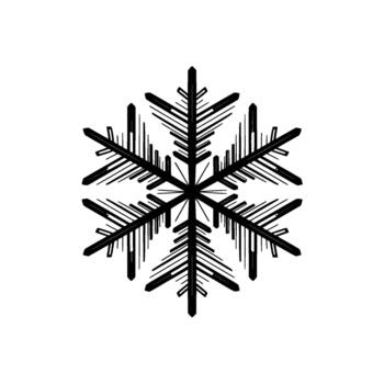 Detailed geometric silhouette of a classic sixpointed snowflake with intricate branching patterns isolated vector