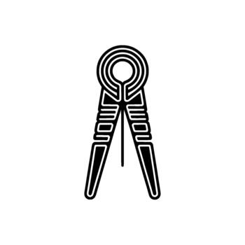 Abstract minimalist line art illustration of a stylized ancient Egyptian ankh symbol with concentric circles and segmented arms vector