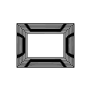 Stylized rectangular optical illusion frame with and silver parallel lines creating a sense of depth vector