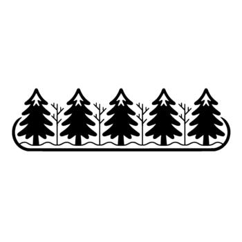 estilizado frontera presentando un repitiendo modelo de silueta pino arboles intercalado con desnudo invierno ramas vector