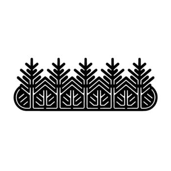 A stylized abstract pattern of a forest landscape featuring multiple identical pine trees with simplified branches and trunks vector