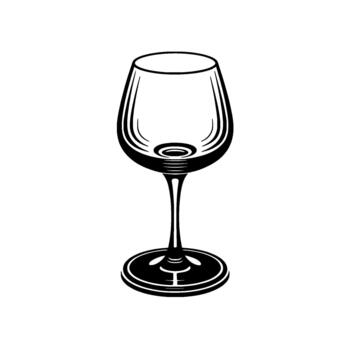 A striking illustration of a classic stemmed wine goblet with subtle concentric circles within the bowl and vector