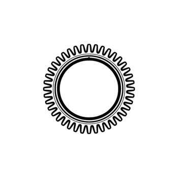 A minimalist top down view of a single metallic gray cogwheel with outlines and uniform teeth isolated vector