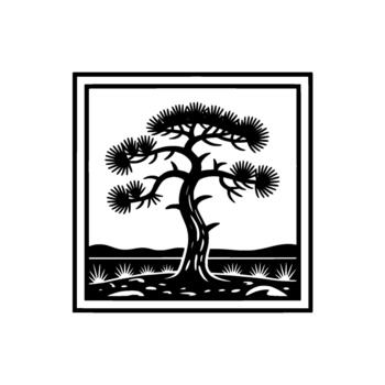 estilizado silueta de un solitario pino árbol con detallado agujas y un texturizado maletero vector