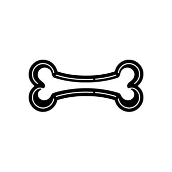 A bold outline of a classic dog bone shape with double line detail centered vector