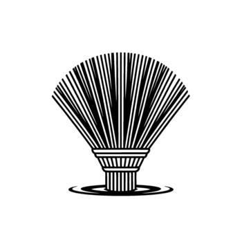 Abstract minimalist illustration of a whisk or fan shape emerging from a pedestal base with concentric circles vector