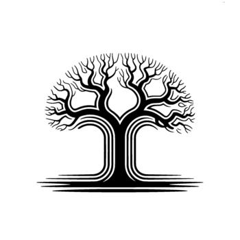 sorprendentes estilizado árbol silueta con intrincado derivación patrones y un en capas maletero vector