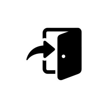 minimalista estilo puerta salida icono con flecha firmar en blanco antecedentes vector