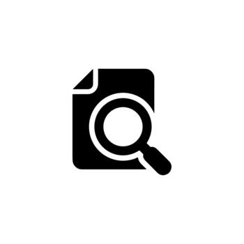 Minimalist Solid File with Magnifying Glass Document Search Icon Symbol vector