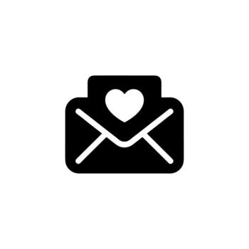 minimalista sólido lleno sobre con corazón símbolo mensaje comunicación icono vector