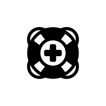Outline Simple Lifesaver with Cross Inside Icon Design Element vector