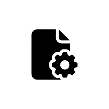 Simple Solid Style File Setting Gear Configuration Options Icon Symbol vector