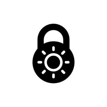 Minimalist Style Combination Padlock with Dials Circle for Security Icon vector