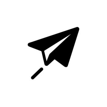 Simple Line Art Paper Plane Flying with Dash Trail Icon Element vector